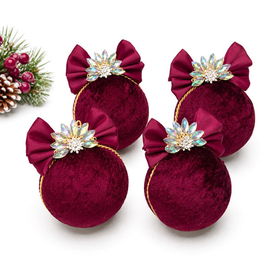 Burgundy - Set of 4 Baubles