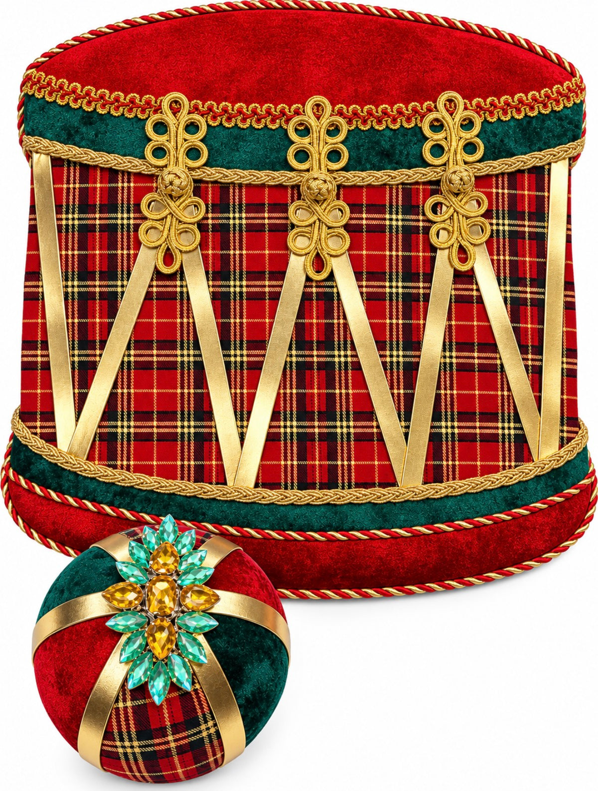 Tartan Traditional Drum & Bauble - Wreath Attachment